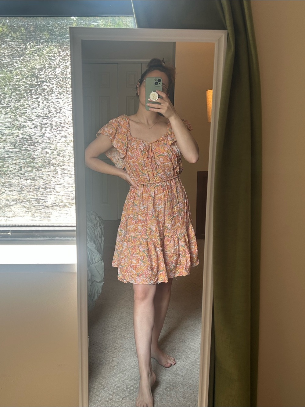 Marshalls Peach Floral Ruffle Mini Dress
